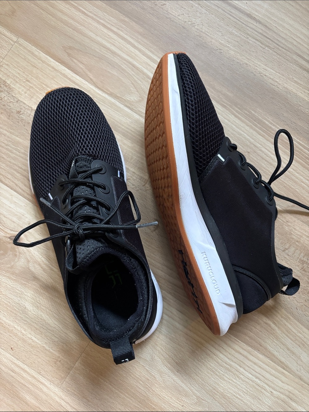 KURU Women's Black Mesh Sneakers with White Midsole and Gum Outsole